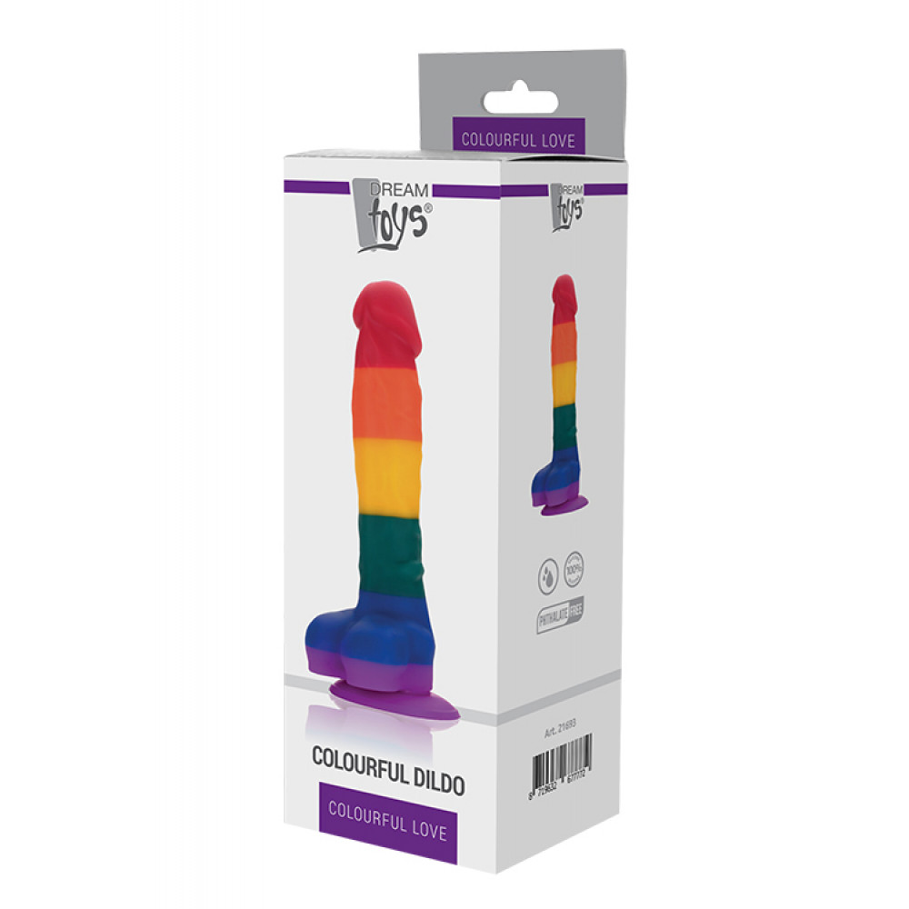 Фаллоимитаторы на присоске, двойные - Радужный фаллоимитатор COLOURFUL LOVE DILDO 3