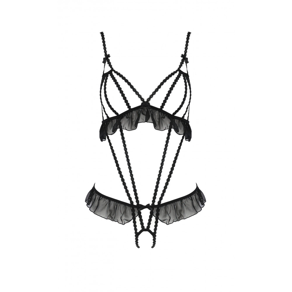 Эротическое белье - Боди с оборками и открытым доступом LEILA BODY black S/M - Passion 1