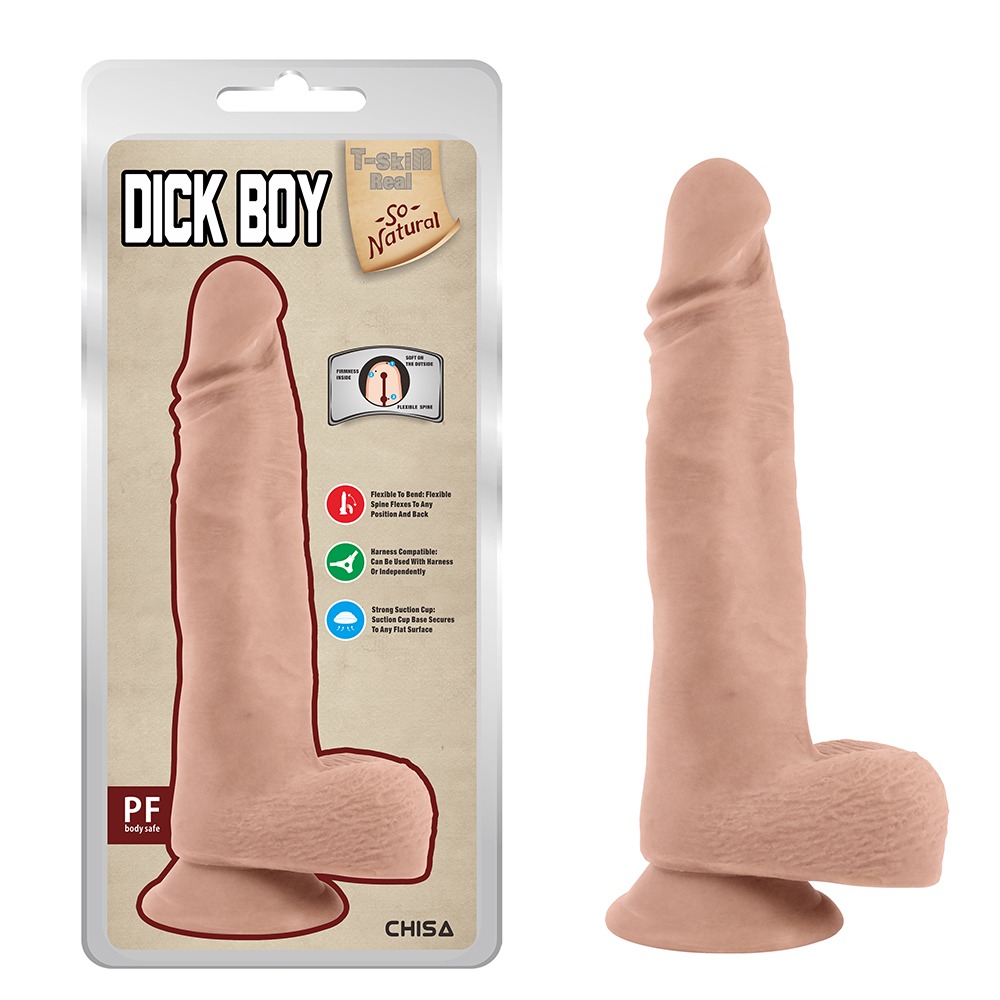Секс игрушки - Фалломитатор реалистичный с мошонкой Chisa T-skin ReaL Dick Boy на присоске, бежевый, 22 см.