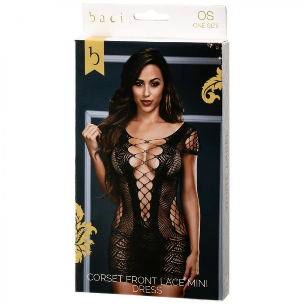 Эротическое белье - Кружевное мини платье CORSET FRONT LACE MINI DRESS, OS 1