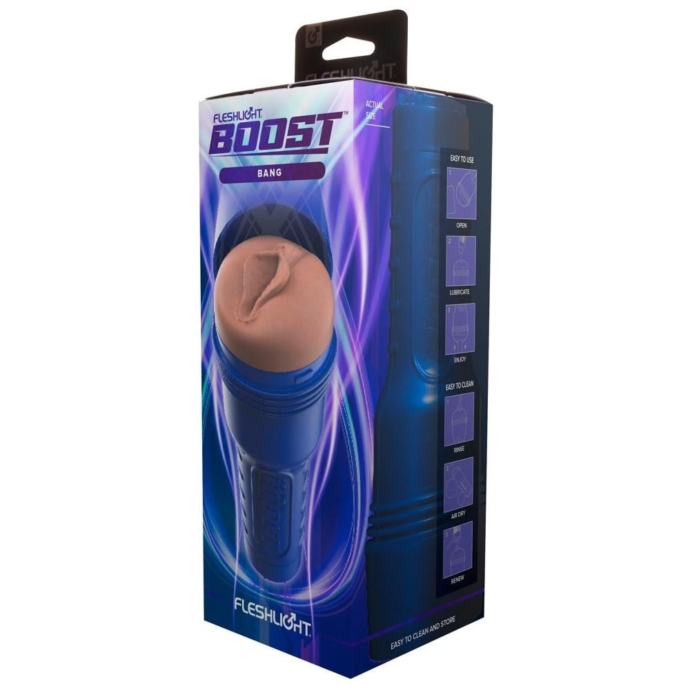 Секс игрушки - Мастурбатор в колбе Fleshlight - Boost Bang Light Medium Flesh 1