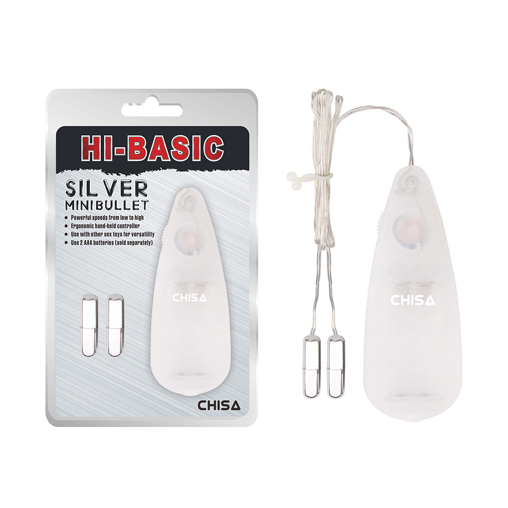 Секс игрушки - Мини-вибропули CHISA Hi-Basic Mini Twins Bullets на проводном пультом, серебристые