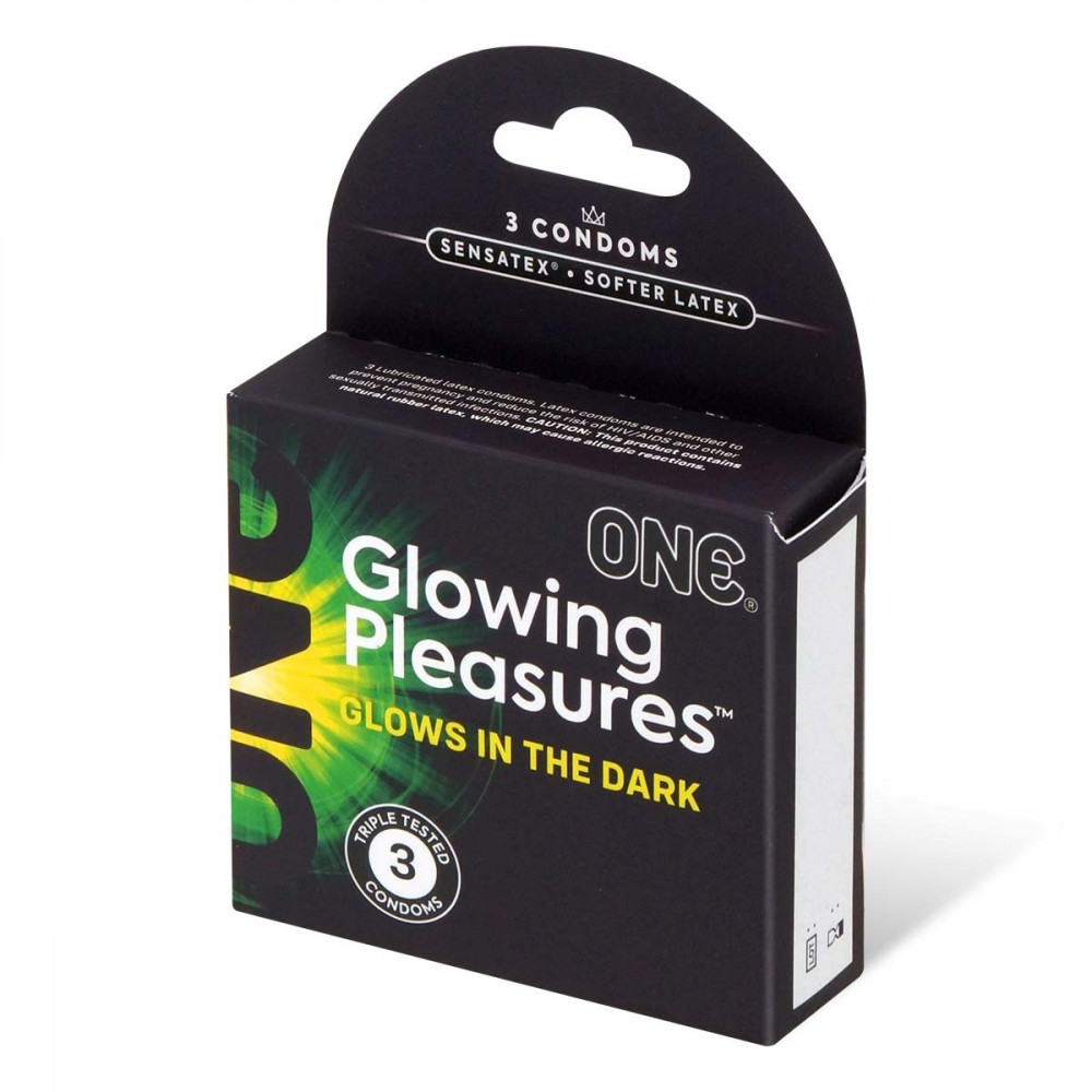 Лубриканты - Презервативы флуоринсцентные ONE Glowing Pleasures (цена за упаковку, 3 шт)
