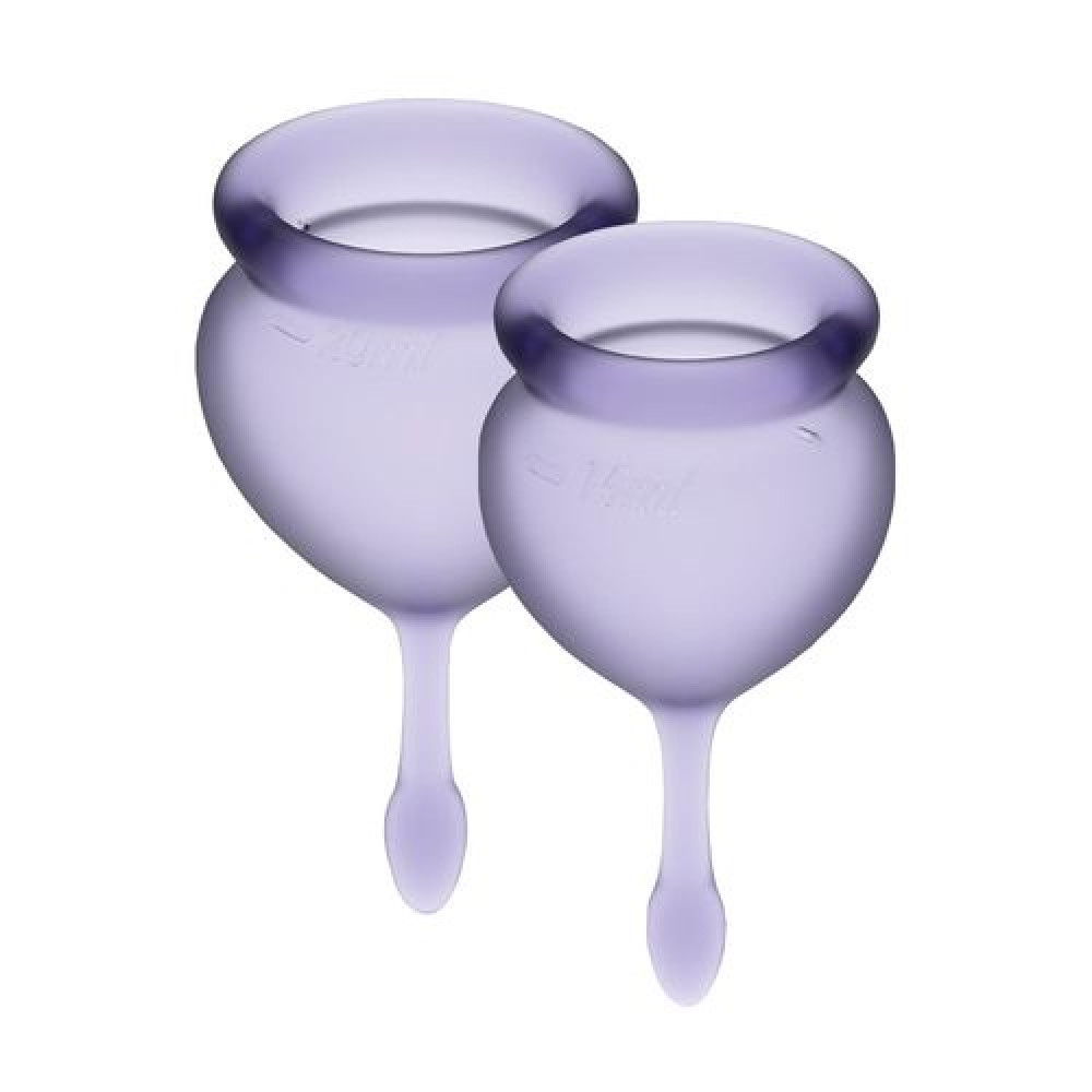 Товары для женского здоровья - Набор менструальных чаш Satisfyer Feel Good (lila), 15мл и 20мл, мешочек для хранения