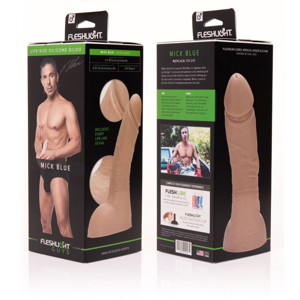 Фаллоимитаторы на присоске, двойные - Фаллоимитатор Fleshlight Guys: Mick Blue Dildo, по слепку пениса 1