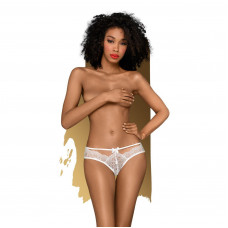 Трусики-бразилиана Penthouse Adore Me L/XL White, цветочное кружево, тонкие ремешки, бантики