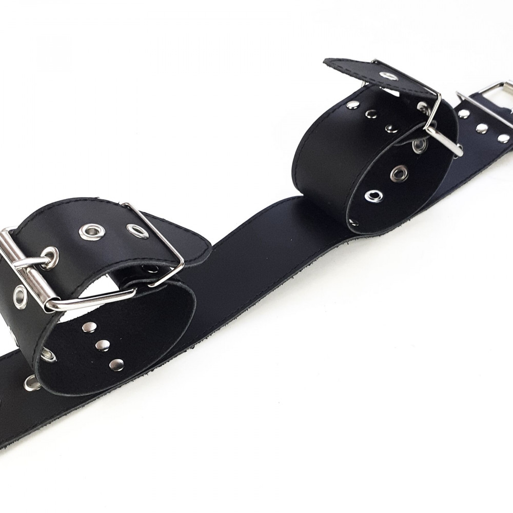 Ошейники, поводки - Ошейник с наручниками из натуральной кожи Art of Sex - Bondage Collar with Handcuffs 2