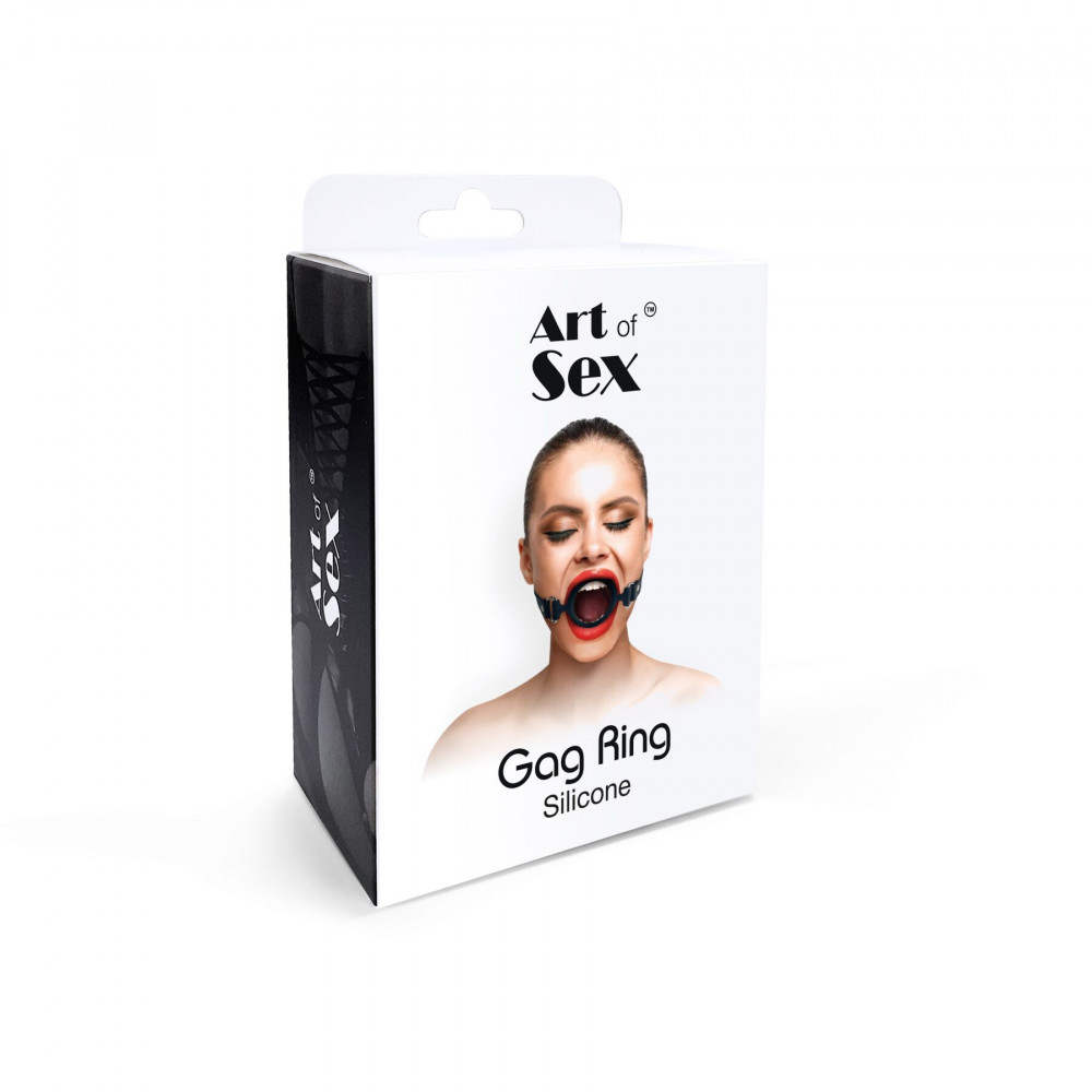 Кляп - Кляп силиконовое кольцо натуральная кожа, Gag Ring внутренний диаметр кольца 40 мм, Черный 1