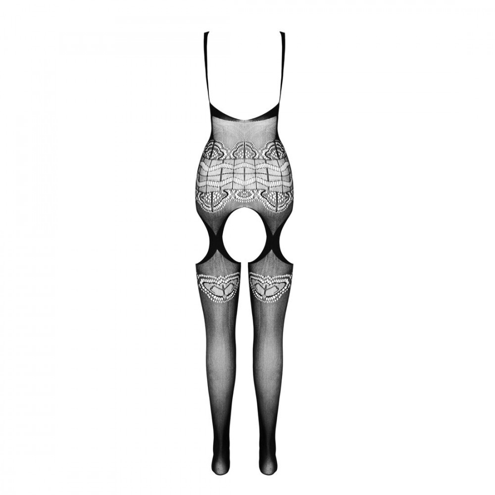 Бодистокинг - Бодистокинг Passion ECO BS005 black, плотный, открытый доступ, имитация подвязок 2