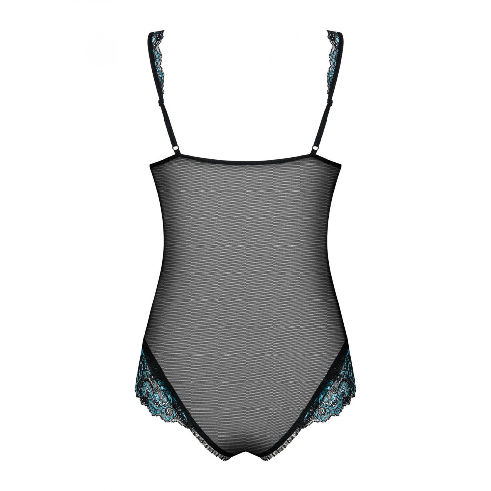 Эротическое боди - Сетчатое боди на косточках Obsessive Amanta teddy L/XL, черное, с доступом 3
