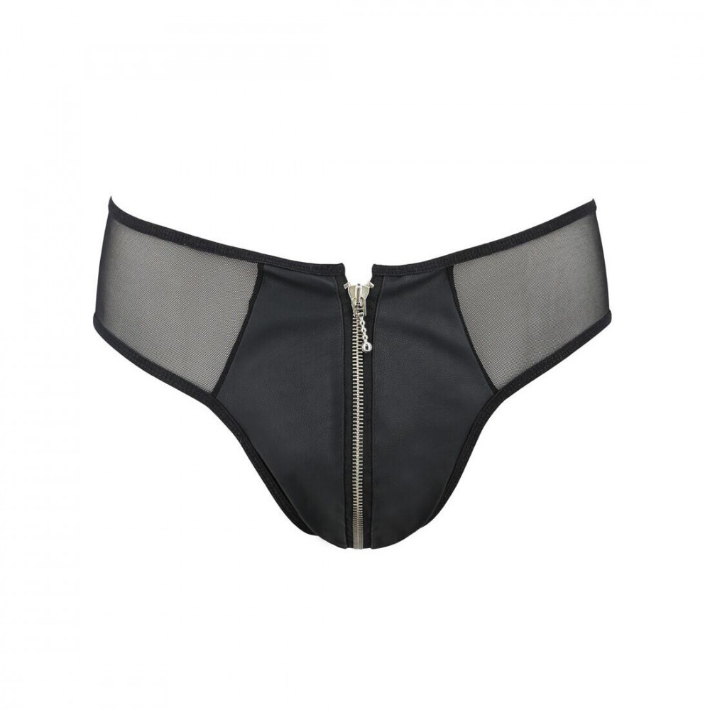 Стринги, трусы и шорты - Мужские слипы на молнии Passion 042 Slip Timmy XXL/XXXL Black, экокожа, сетка 2