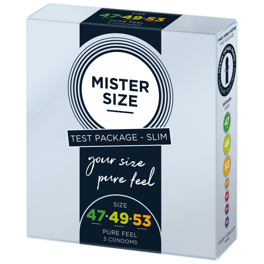 Презервативы - Набор презервативов Mister Size - pure feel - 47–49–53 (3 condoms), 3 размера, толщина 0,05 мм 1