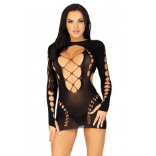 Бесшовное мини-платье Leg Avenue Long sleeve cut out mini dress One size Black