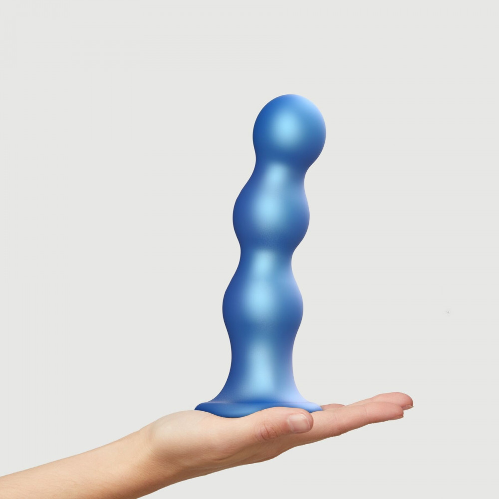 Страпон - Насадка для страпона Strap-On-Me Dildo Plug Balls Blue Metallic XXL 5