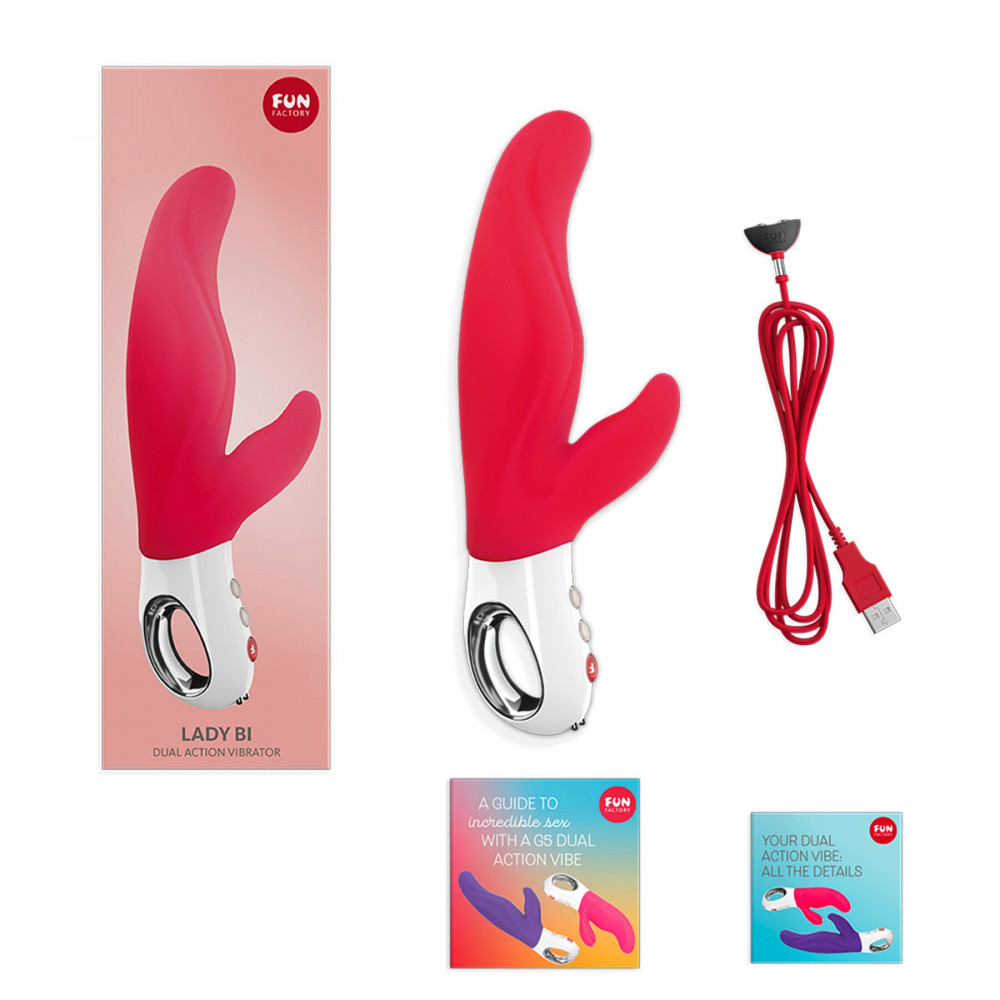 Вибратор-кролик - Вибратор-кролик для точки А Fun Factory LADY BI india red, 2 мотора, 12 режимов 2