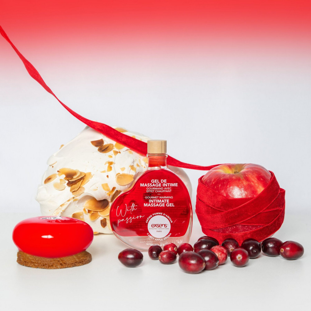 Массажные масла и свечи - Массажное масло EXSENS With Passion Candy Apple 50мл разогревающее, без сахара, съедобное 2