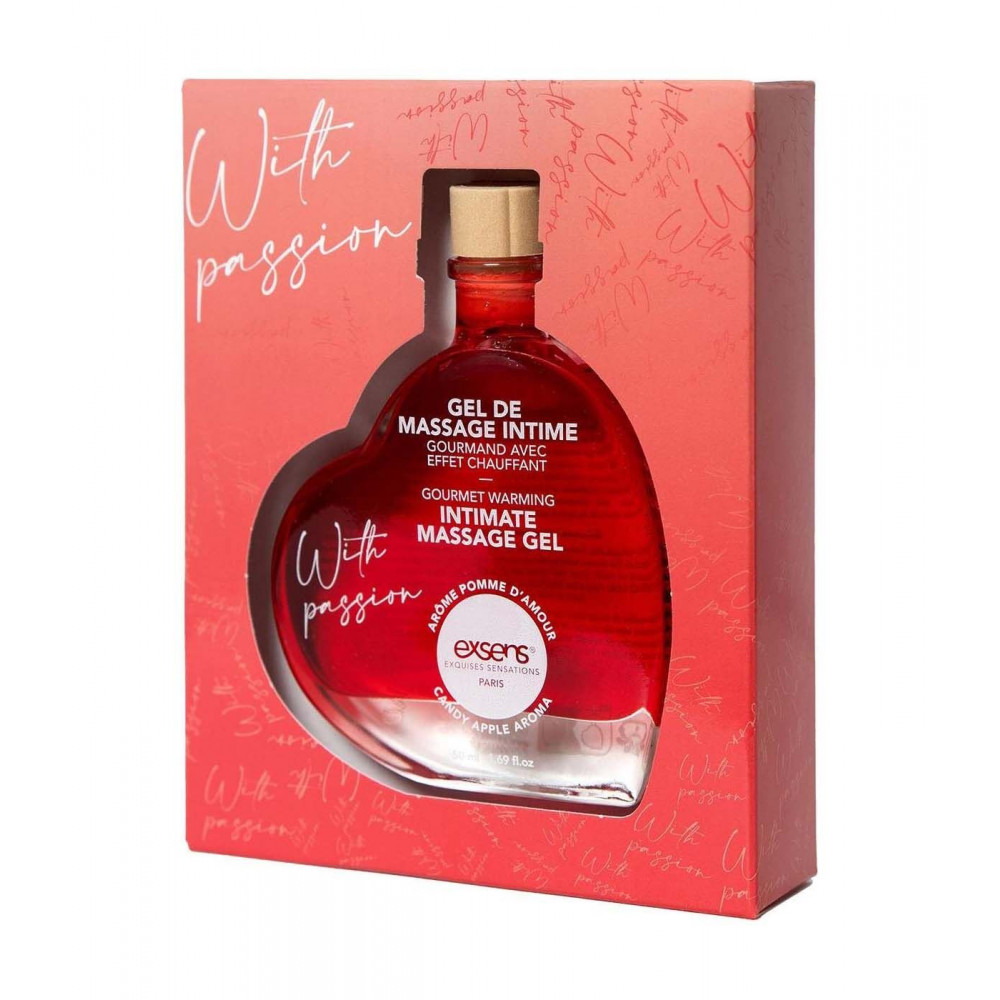 Массажные масла и свечи - Массажное масло EXSENS With Passion Candy Apple 50мл разогревающее, без сахара, съедобное