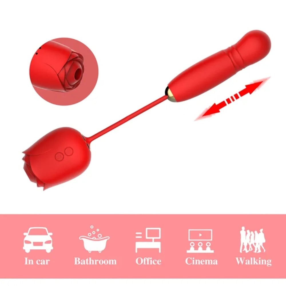 Секс игрушки - Вакуумный стимулятор в виде розы Every Night Toys с пульсацией, красный 12