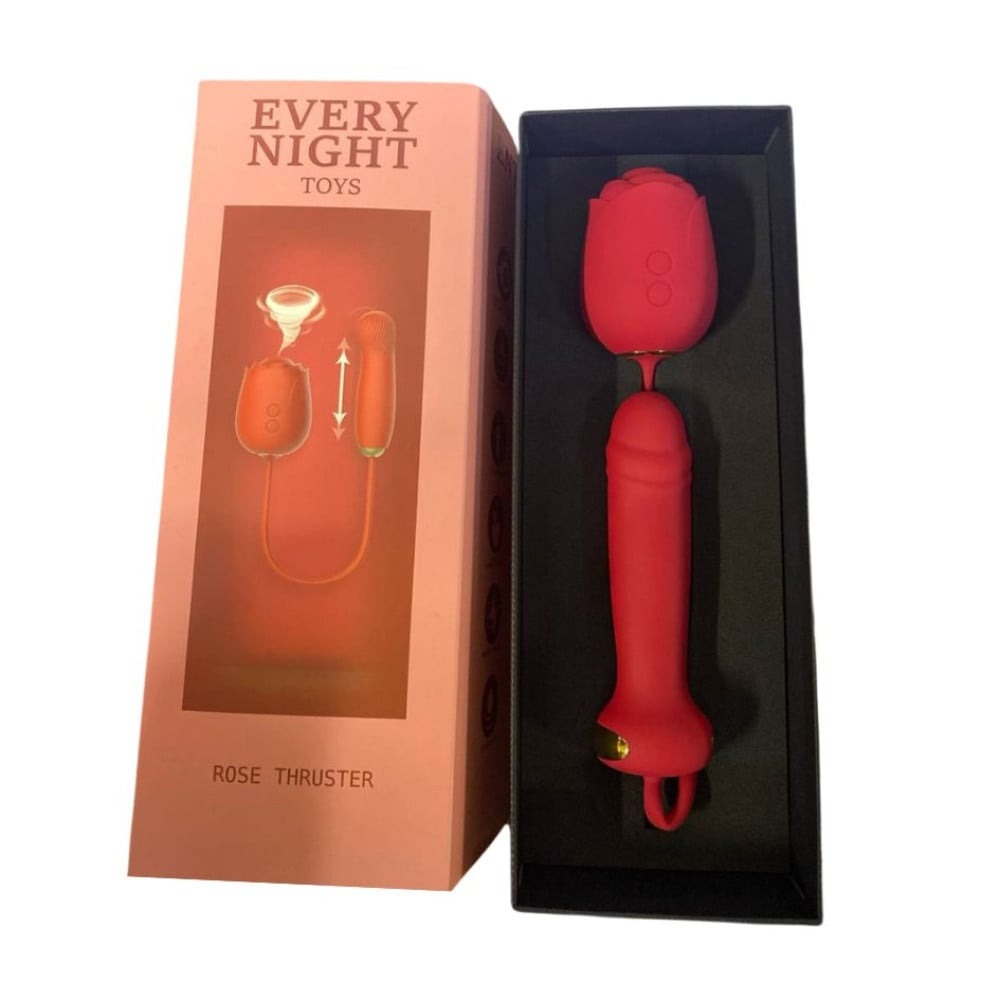 Секс игрушки - Вакуумный стимулятор в виде розы Every Night Toys с пульсацией, красный 13