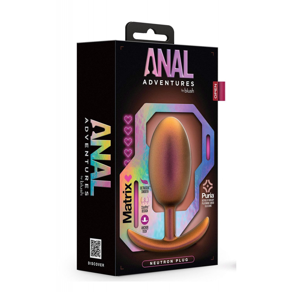 Секс игрушки - Анальная пробка со смещенным центром тяжести Anal Adventure Blush, силиконовая, розовое золото 1