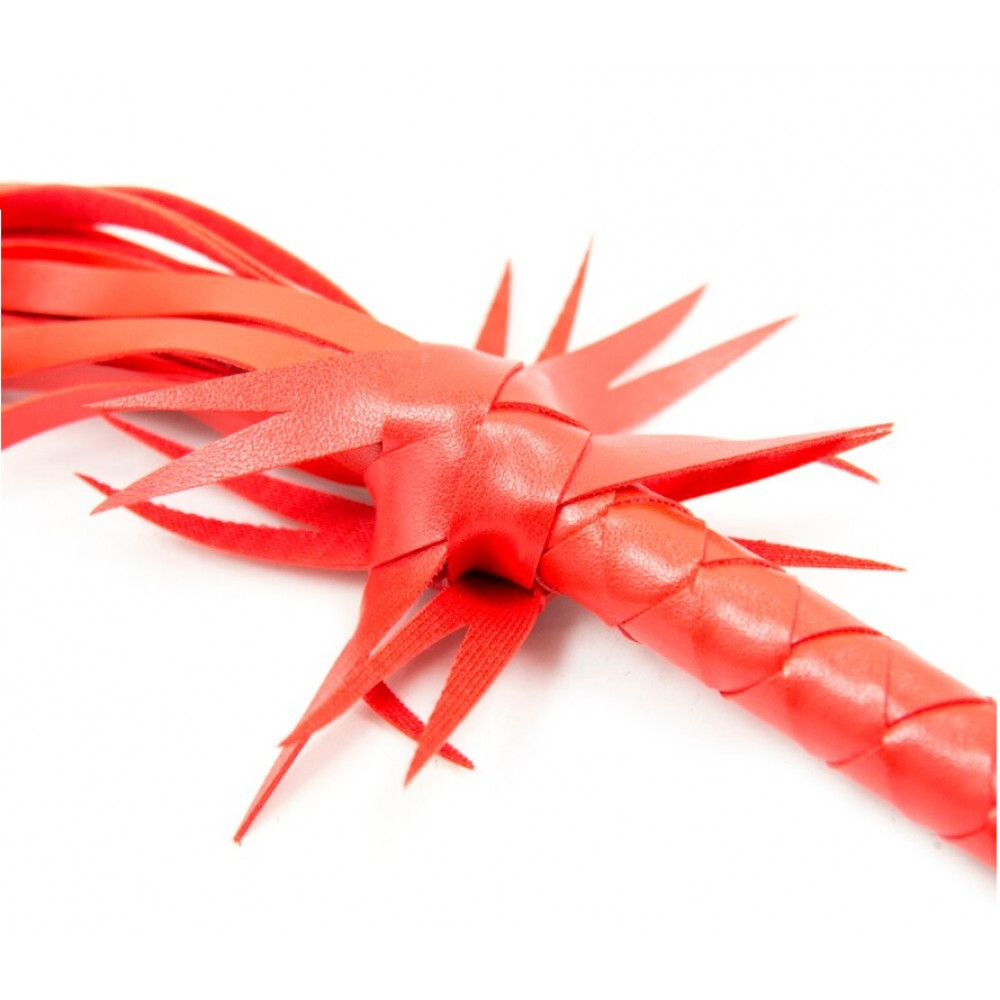 БДСМ игрушки - Флоггер с цветком DS Fetish Flogger L red with flower 2