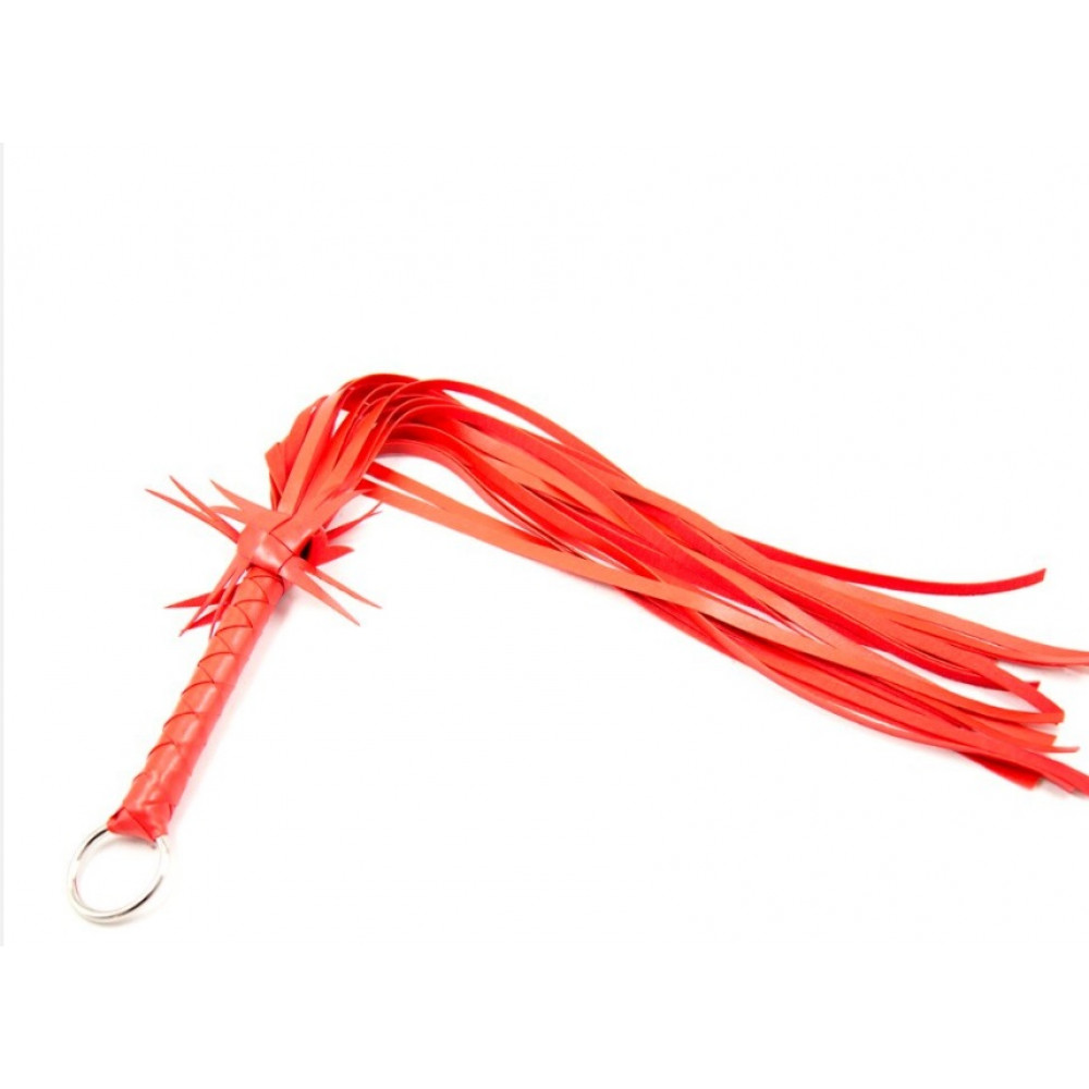 БДСМ игрушки - Флоггер с цветком DS Fetish Flogger L red with flower 1