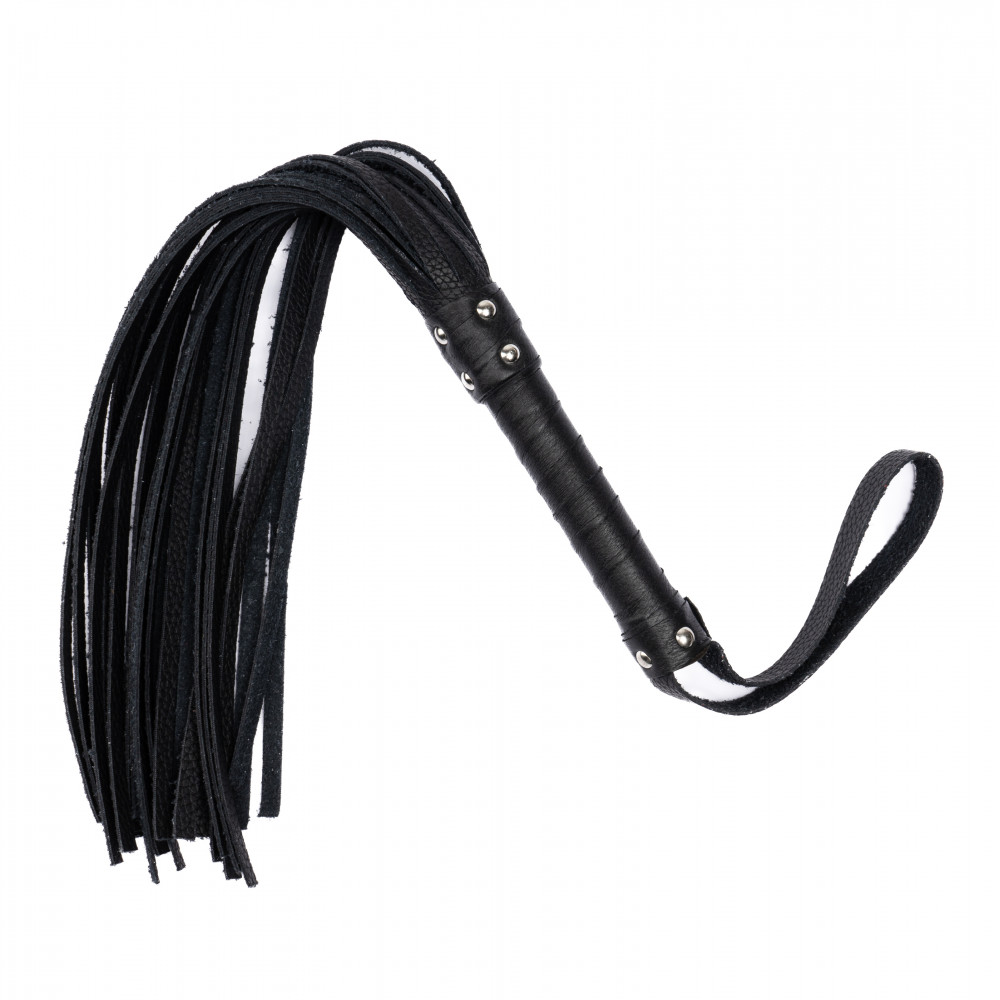 Электростимуляторы - Флоггер из комбинированной кожи Flirty COMBO Leather - Black, BM-00010 2