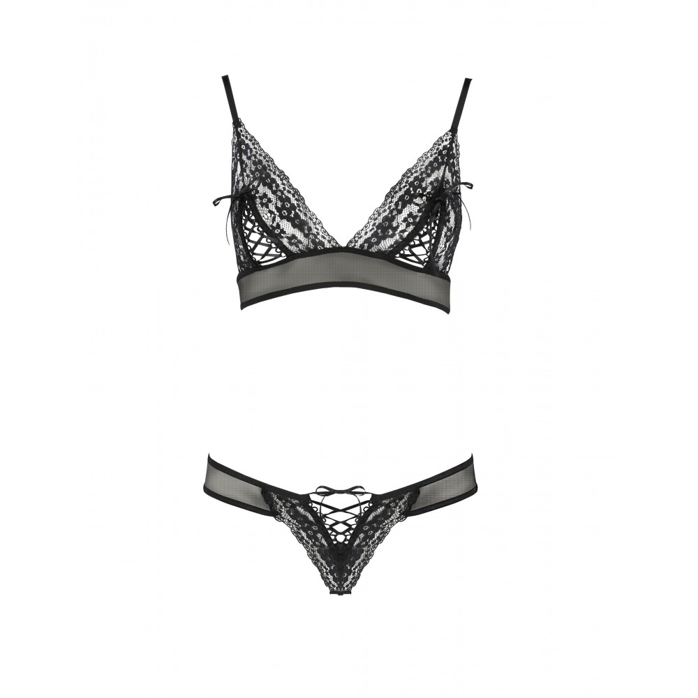 Эротическое белье - Комплект белья кружевной S/M чорний ERZA SET - Passion 1