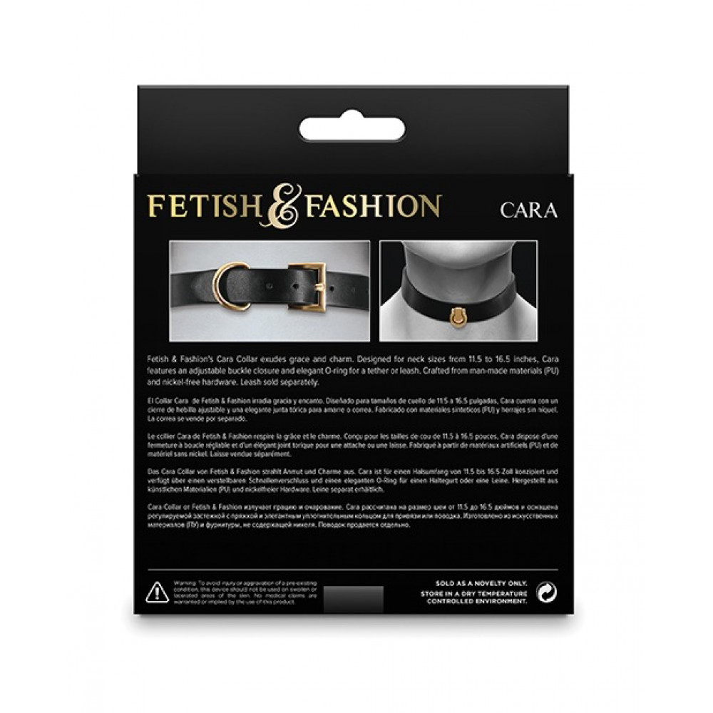 БДСМ игрушки - Ошейник с золотистой фурнитурой NS Novelties Fetish & Fashion, черный 2