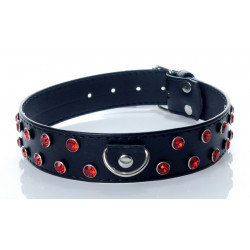 Ошейник из искуственной кожи с кристаллами Fetish Boss Series - Collar Red Crystal, BS3300122
