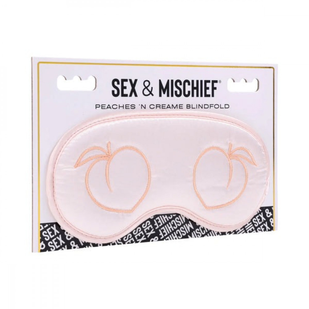 БДСМ игрушки - Повязка на глаза кремовая Sportsheets Sex & Mischief с вышивкой в виде персиков 3