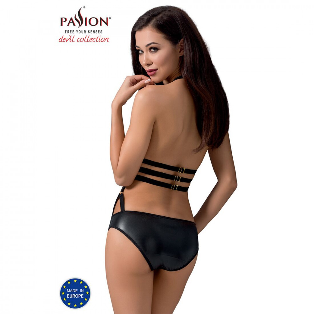 Женское эротическое белье - Сексуальное боди-монокини Passion LAMIS BODY L/XL black, стрепы, блестящая ламе 5