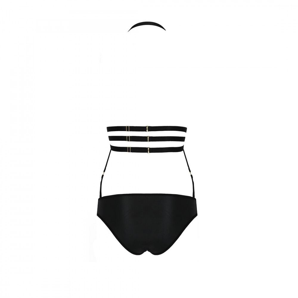 Женское эротическое белье - Сексуальное боди-монокини Passion LAMIS BODY L/XL black, стрепы, блестящая ламе 1
