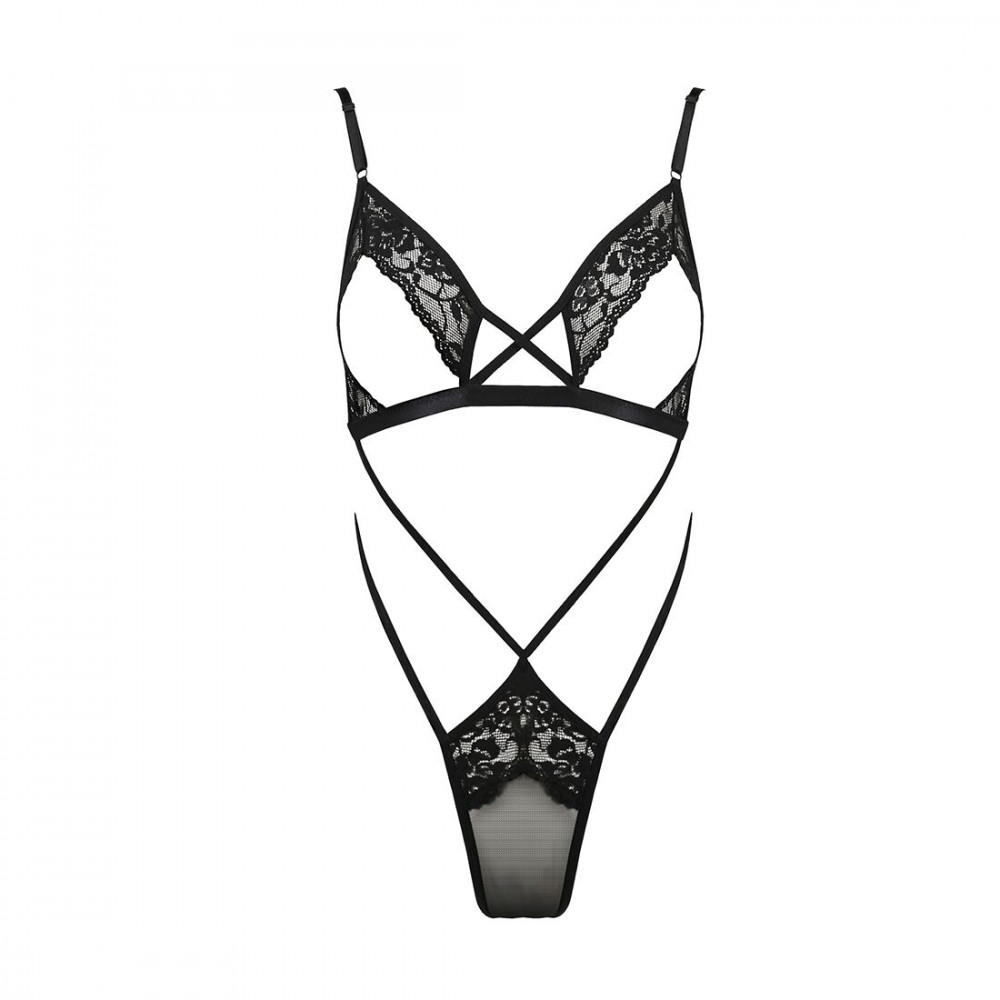 Эротическое боди - Боди монокини с открытой грудью DIABOLINA BODY black L/XL - Passion 2