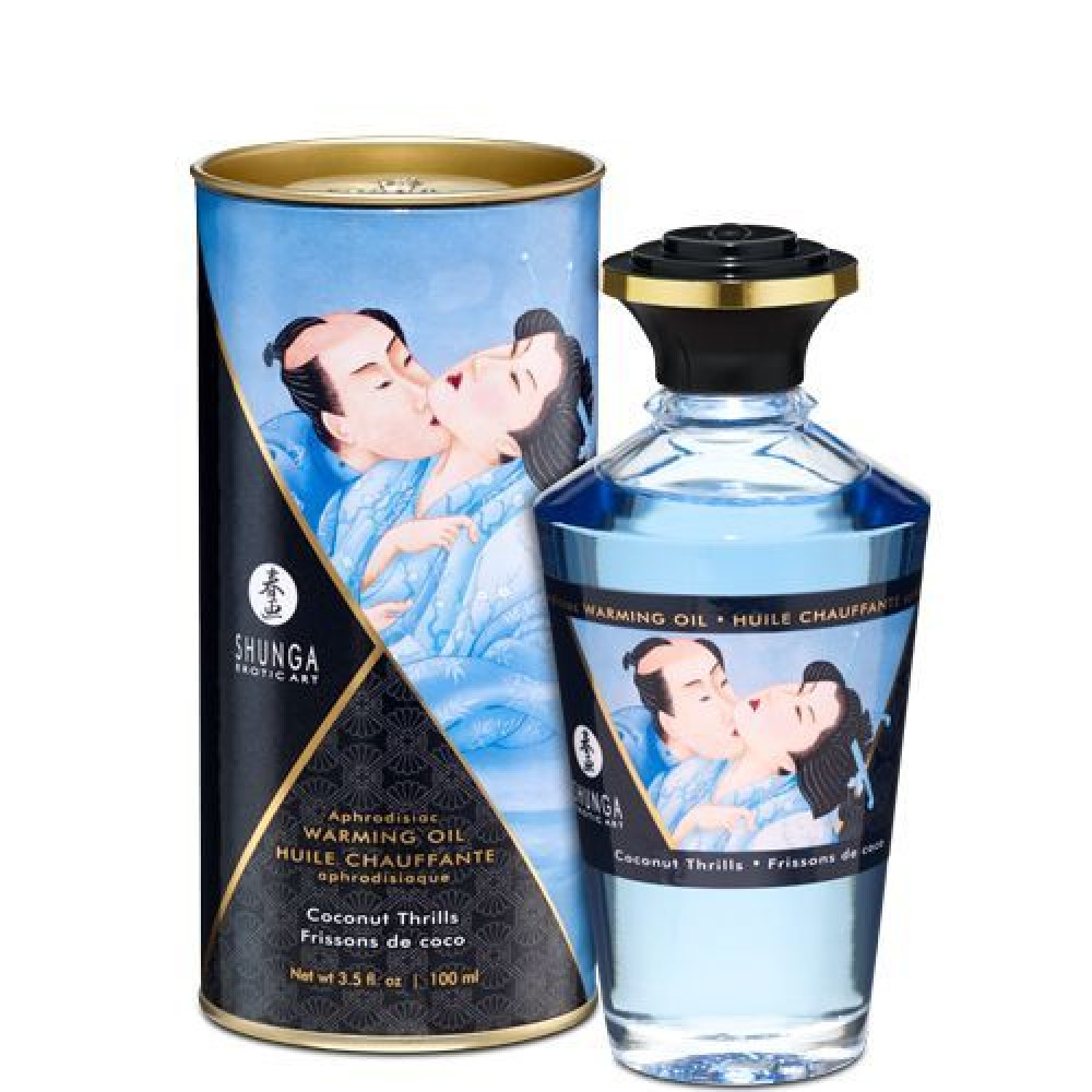 Массажные масла и свечи - Разогревающее масло Shunga Aphrodisiac Warming Oil - Coconut Thrills (100 мл) без сахара, вкусный