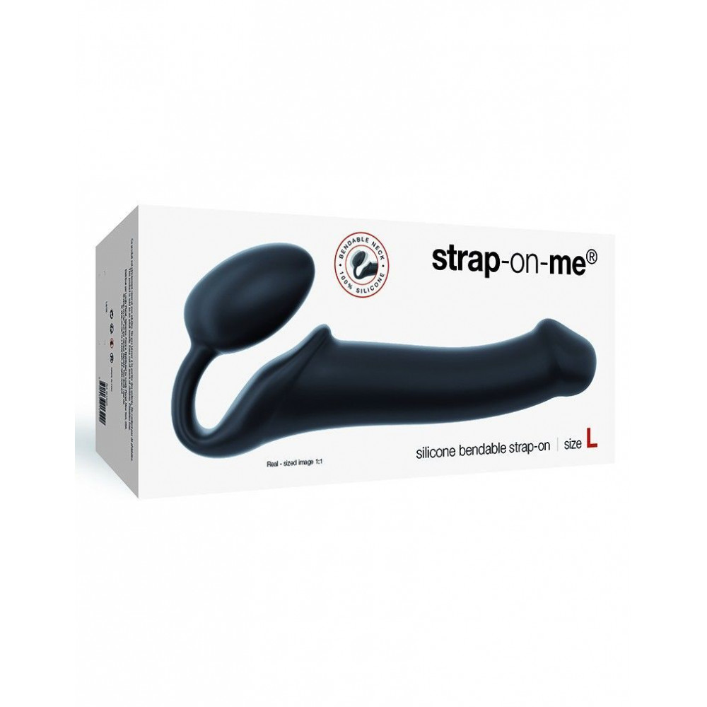 Страпоны безремневые - Безремневой страпон Strap-On-Me Black L, полностью регулируемый, диаметр 3,7см 3