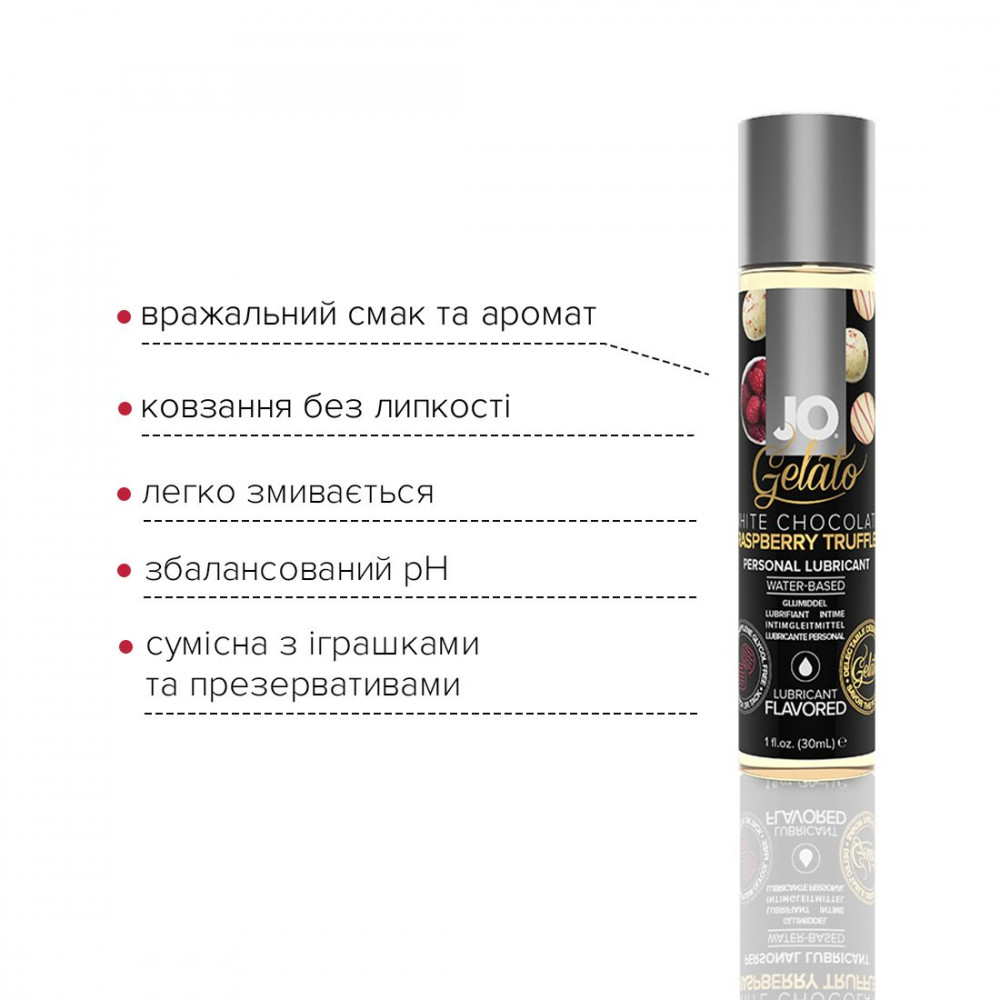 Оральные смазки - Смазка на водной основе System JO GELATO White Chocolate Raspberry(30 мл) без сахара и парабенов 3