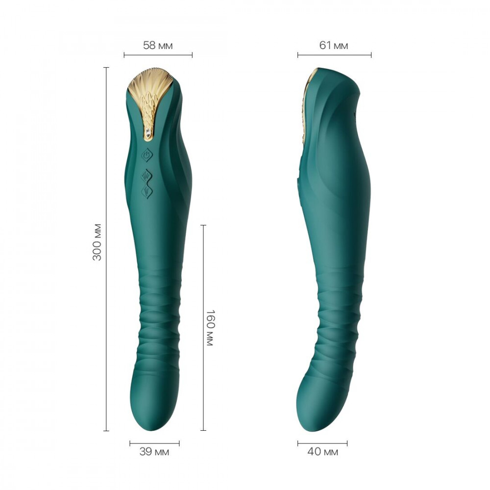 Вибраторы пульсаторы - Смартвибратор-пульсатор Zalo — King Turquoise Green, кристалл Swarovski 10