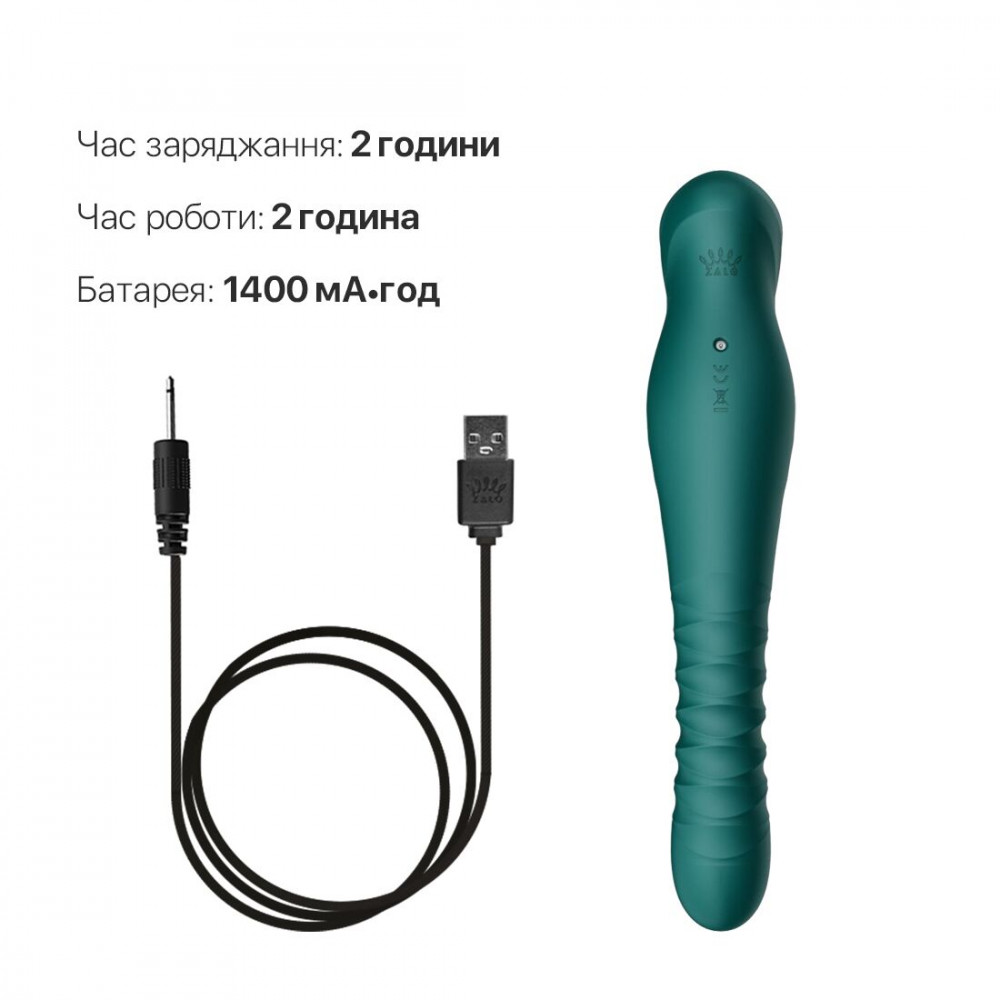 Вибраторы пульсаторы - Смартвибратор-пульсатор Zalo — King Turquoise Green, кристалл Swarovski 6