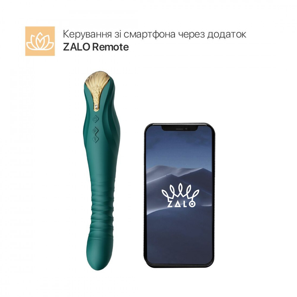 Вибраторы пульсаторы - Смартвибратор-пульсатор Zalo — King Turquoise Green, кристалл Swarovski 11