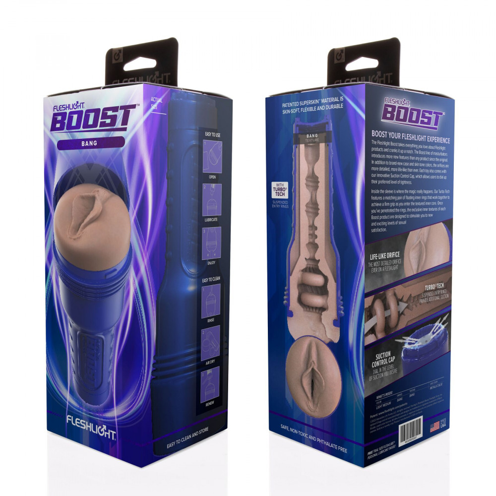 Мастурбаторы вагины - Мастурбатор-вагина Fleshlight Boost Bang, плавающие кольца Turbo Tech 1