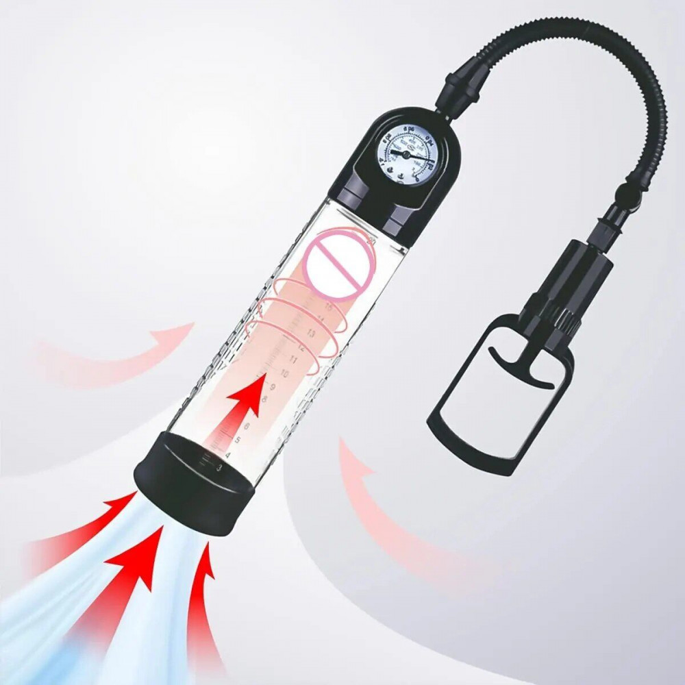 Вакуумная помпа на член - Вакуумная помпа Men Powerup со стрелочным манометром и ручным насосом 6