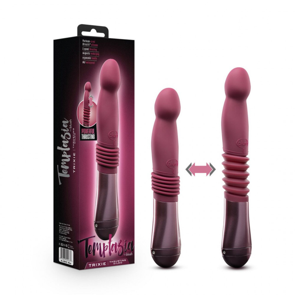 Вибраторы пульсаторы - Пульсатор Temptasia by Blush - Trixie Thrusting Dildo - Wine Red 3