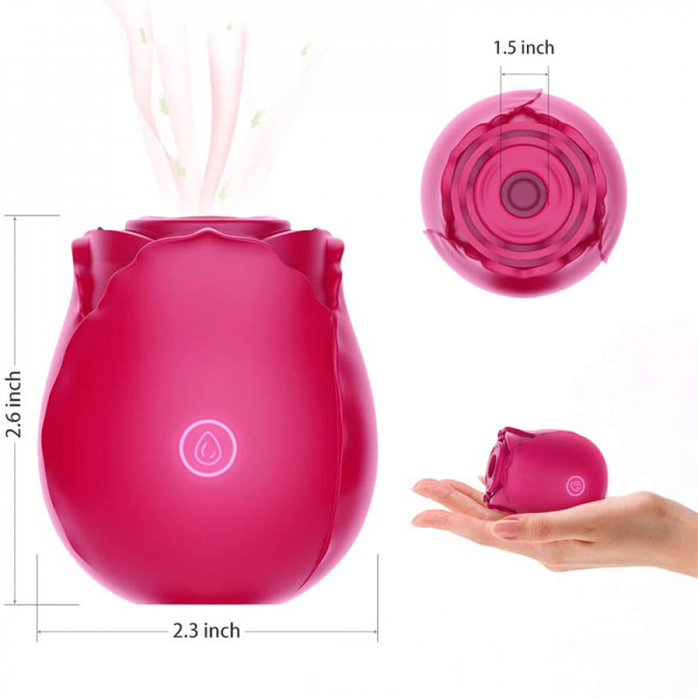 Секс игрушки - Вакуумный стимулятор клитора с вибрацией в виде цветка Rose, розовый 3