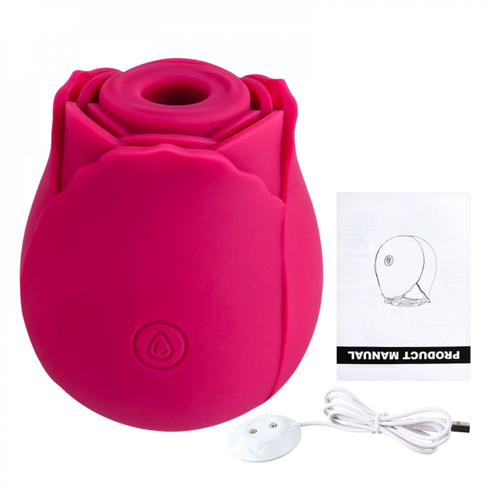 Секс игрушки - Вакуумный стимулятор клитора с вибрацией в виде цветка Rose, розовый 2