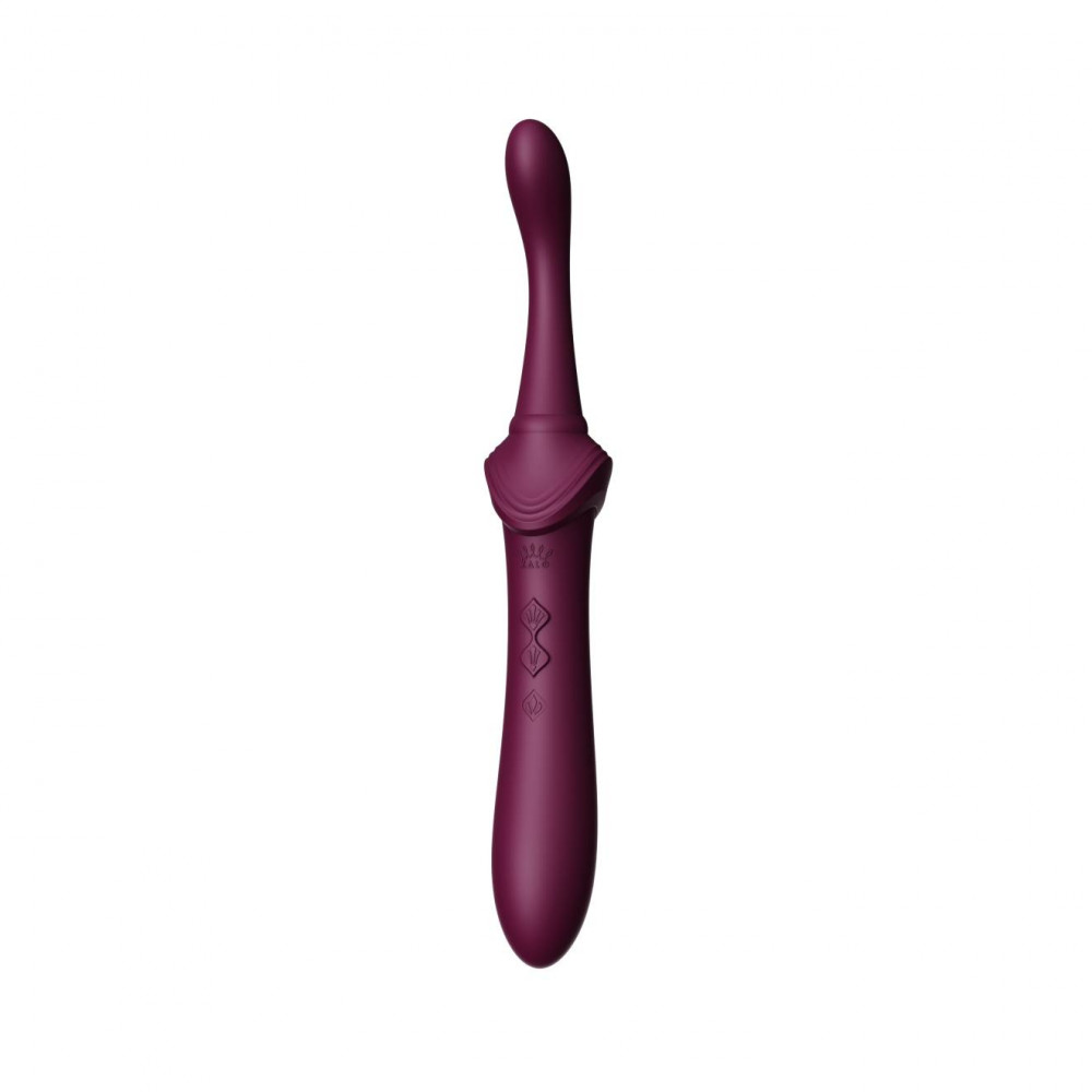 Вибропули  - Вибратор двухсторонний универсальный ZALO BESS 2 Velvet Purple с 4 насадками и нагревом, фиолетовый 6