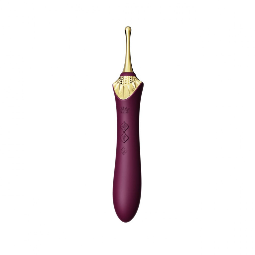 Вибропули  - Вибратор двухсторонний универсальный ZALO BESS 2 Velvet Purple с 4 насадками и нагревом, фиолетовый 2