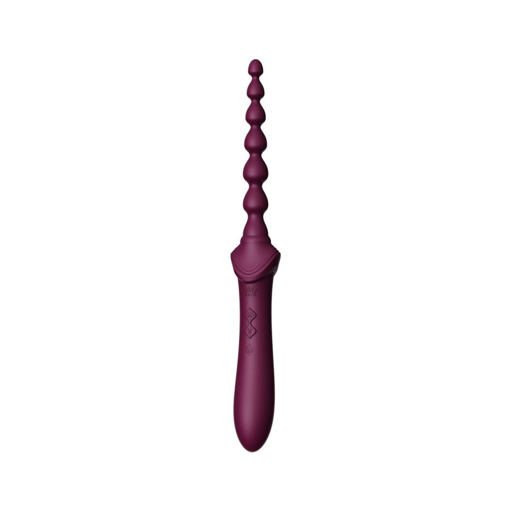 Вибропули  - Вибратор двухсторонний универсальный ZALO BESS 2 Velvet Purple с 4 насадками и нагревом, фиолетовый 5