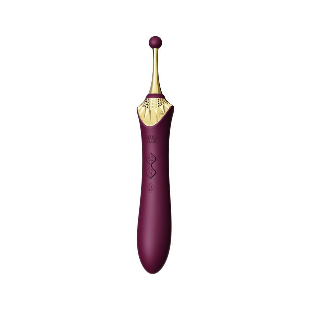 Вибропули  - Вибратор двухсторонний универсальный ZALO BESS 2 Velvet Purple с 4 насадками и нагревом, фиолетовый 3
