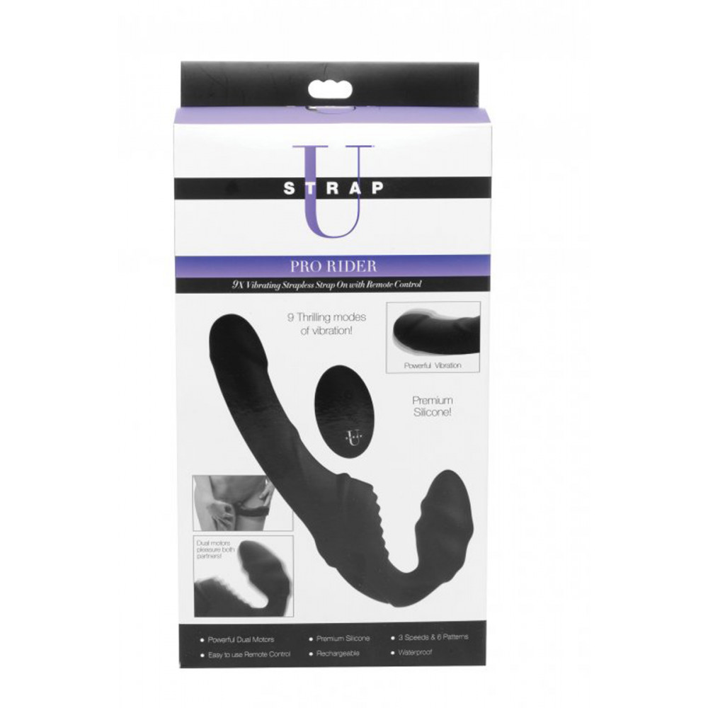 Секс игрушки - Безремневой страпон с вибрацией Pro Rider Strapless Strap-on Vibrator с пультом 1